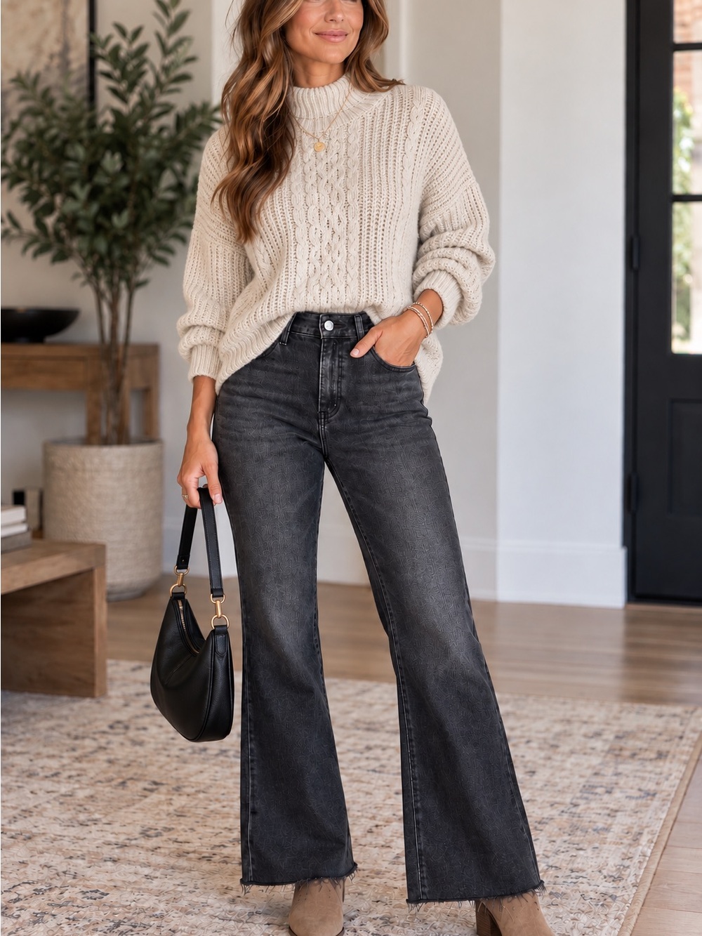 Judy Blue 14W Super Flare Jeans Black High Rise Distressed Hem Stretch Y2K Retro